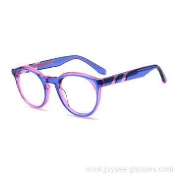 Female Wear High Quality Acetate Material Round Shape Glasses Eyewear